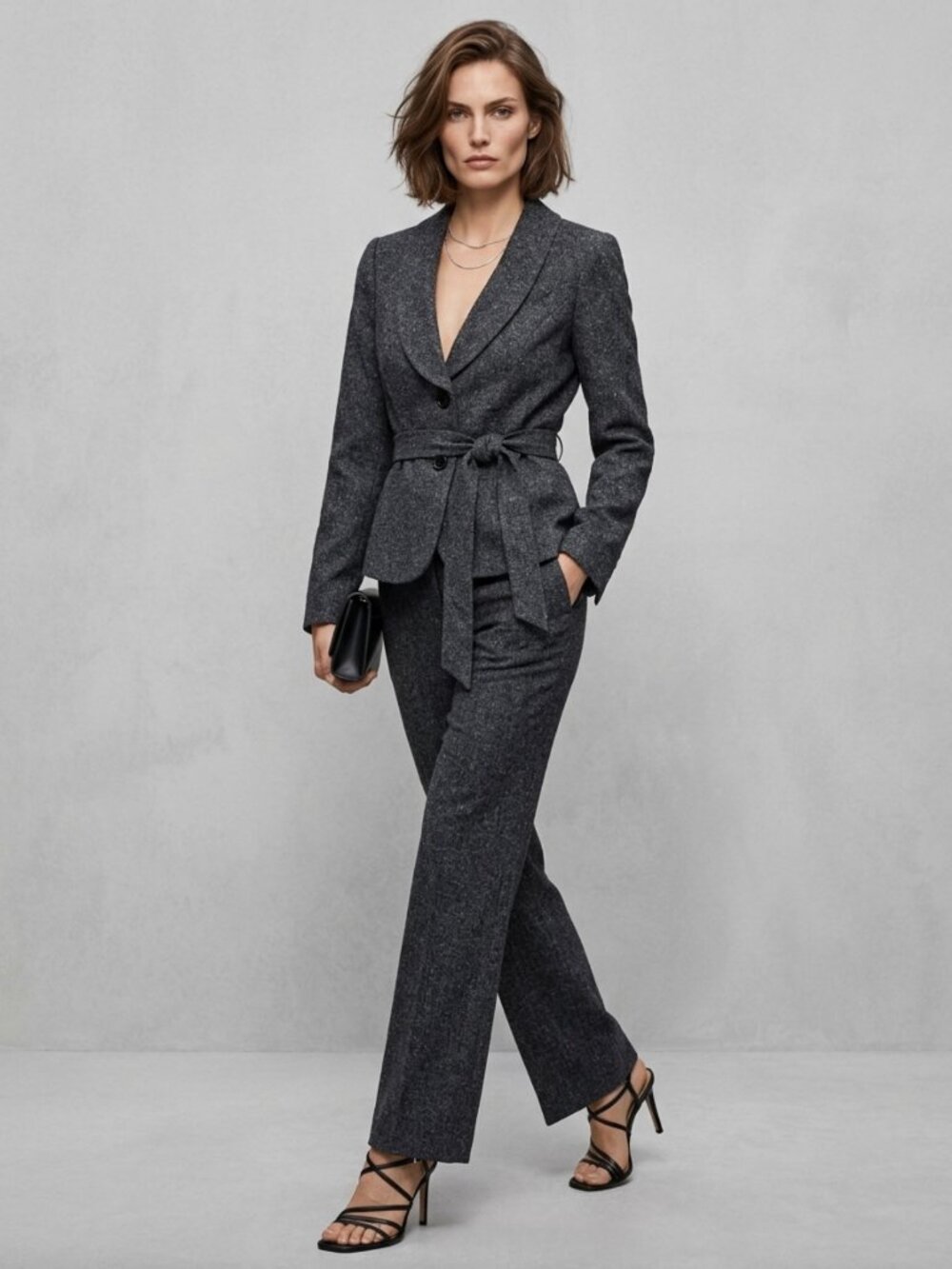 THE LIMITED Dark Gray Tweed Pantsuit Sz S/8